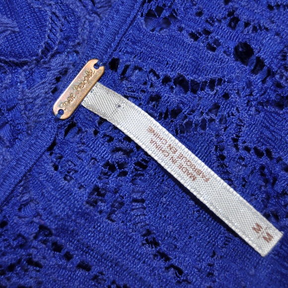 FREE PEOPLE Blue Lace Fit & Flare Skater Dress A3 - Picture 4 of 7